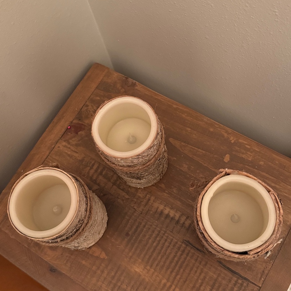 Birch Battery Operated Pillar Candle Set - Picture 3 of 6